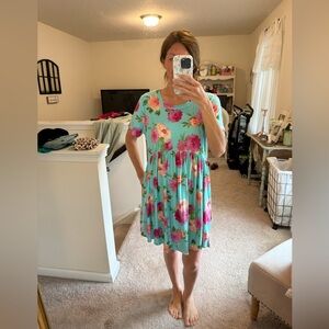 Aqua Floral dress